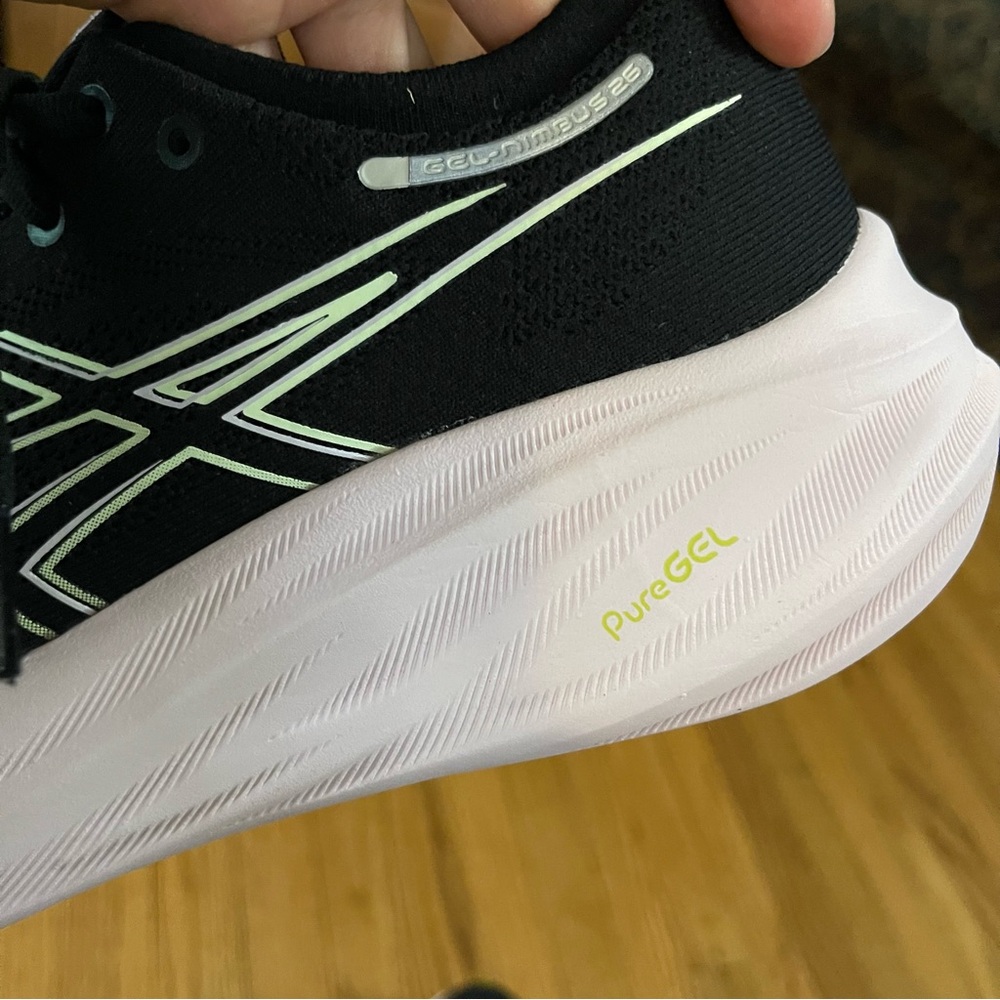 Women's ASICS Gel Nimbus 26 'Black Neon Lime Running Shoes Size 10.5 - Picture 13 of 15